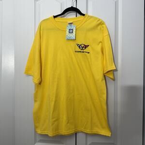 NWT Chevrolet Corvette Embroidered Emblem T-Shirt Men’s XL GM Licensed Yellow